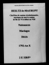Heiltz-le-Maurupt. Naissances, mariages, décès 1792-an X