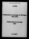 Avize. Publications de mariage, mariages 1833-1843