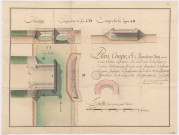 Plan coupe et élévation d'un pont de deux arches à construire sur la rivière de la Cheppe au territoire d'Hellemaurupt, 1767.