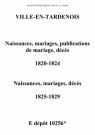 Ville-en-Tardenois. Naissances, mariages, publications de mariage, décès 1820-1829