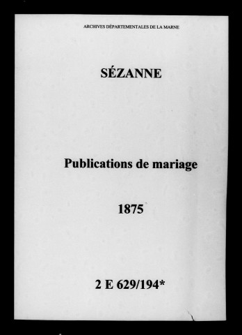 Sézanne. Publications de mariage 1875