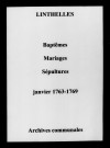 Linthelles. Baptêmes, mariages, sépultures 1763-1769