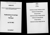 Soigny. Publications de mariage, mariages an XI-1862