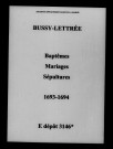 Bussy-Lettrée. Baptêmes, mariages, sépultures 1693-1694
