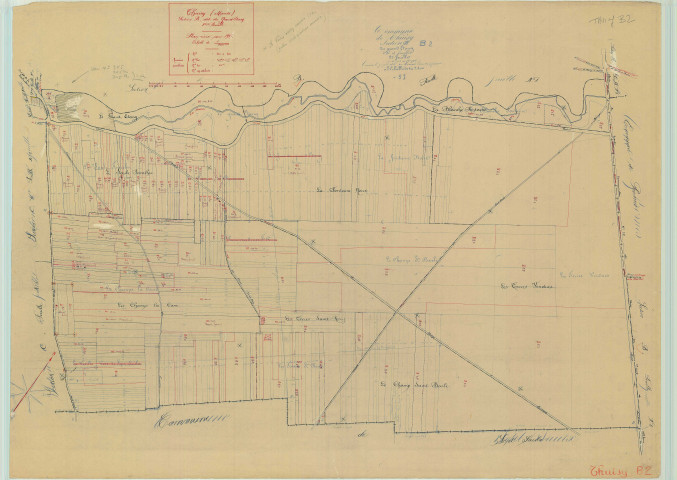 Val-de-Vesle (51571). Section B2 1 échelle 1/2500, plan mis à jour pour 1937, ancienne commune de Thuisy, plan non régulier (papier).