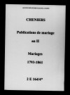 Cheniers. Publications de mariage, mariages 1793-1861