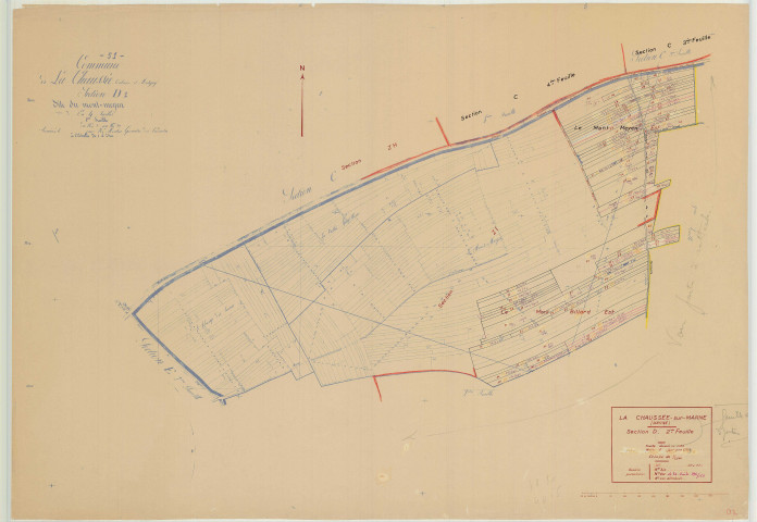 Chaussée-sur-Marne (La) (51141). Section D2 3 échelle 1/2500, plan mis à jour pour 1959 (section D2 1e partie), plan non régulier (papier)