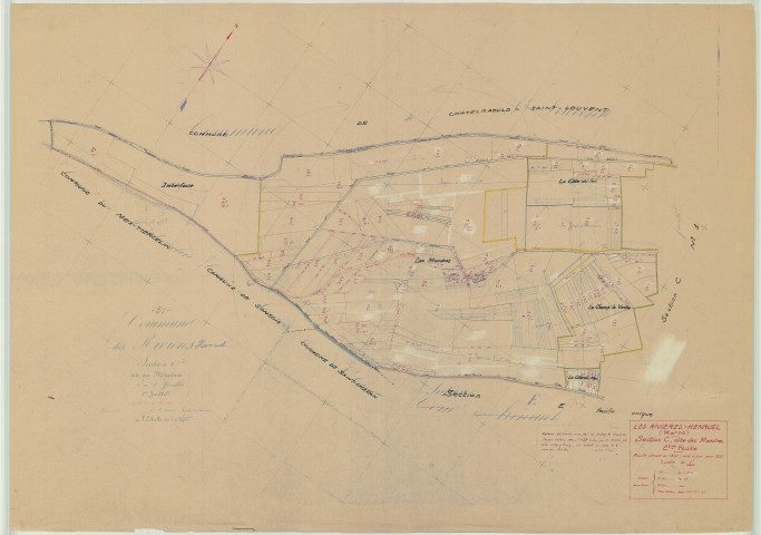 Rivières-Henruel (Les) (51463). Section C2 échelle 1/4000, plan mis à jour pour 1955, plan non régulier (papier)