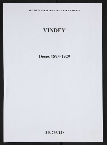 Vindey. Décès 1893-1929