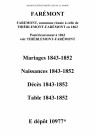 Farémont. Mariages, naissances, décès et tables décennales des naissances, mariages, décès 1843-1852