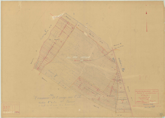 Écury-sur-Coole (51227). Section C3 échelle 1/2500, plan mis à jour pour 1939, plan non régulier (papier)