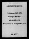 Petites-Loges (Les). Naissances, mariages, décès, publications de mariage 1863-1872