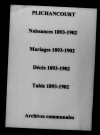 Plichancourt. Naissances, mariages, décès et tables décennales des naissances, mariages, décès 1893-1902