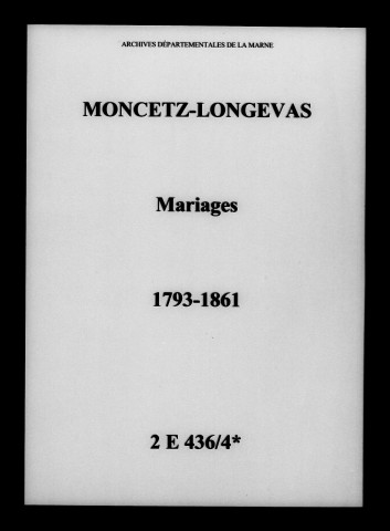 Moncetz. Mariages 1793-1861