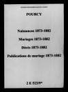 Pourcy. Naissances, mariages, décès, publications de mariage 1873-1882