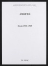 Argers. Décès 1910-1929