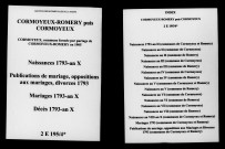 Cormoyeux-Romery. Naissances, mariages, décès 1793-an X