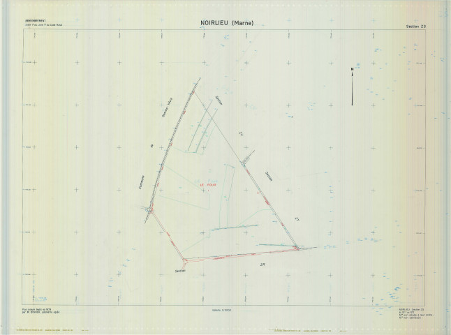 Noirlieu (51404). Section ZS échelle 1/2000, plan remembré pour 1979, plan régulier (calque)