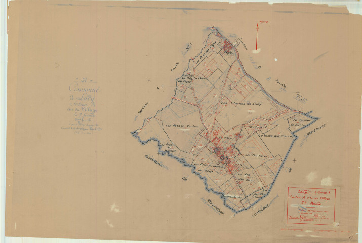 Montmort-Lucy (51381). Section A2 échelle 1/2500, plan mis à jour pour 01/01/1933, non régulier (papier)