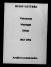 Bussy-Lettrée. Naissances, mariages, décès 1883-1892