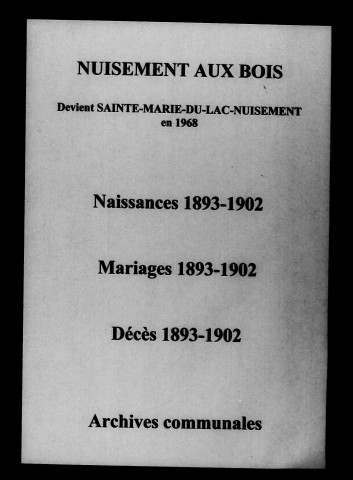 Nuisement-aux-Bois. Naissances, mariages, décès 1893-1902