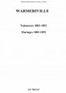 Warmeriville. Naissances, mariages 1883-1892