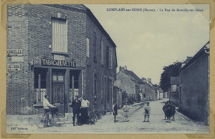 CONFLANS-SUR-SEINE. La rue de Marcilly-sur-Seine. Édition Palbrois J. Bourgogne : Château-Thierry. [vers 1934] 