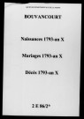 Bouvancourt. Naissances, mariages, décès 1793-an X