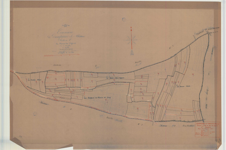 Dampierre-le-Château (51206). Section C2 échelle 1/2500, plan mis à jour pour 1932, plan non régulier (calque)