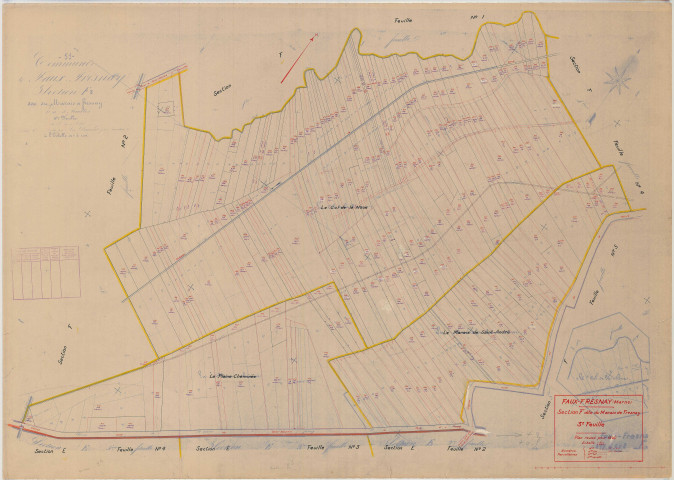 Faux-Fresnay (51243). Section F3 échelle 1/1000, plan mis à jour pour 01/01/1940, non régulier (papier)