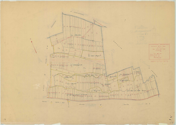 Matignicourt-Goncourt (51356). Section C3 échelle 1/2500, plan mis à jour pour 1935, plan non régulier (papier)