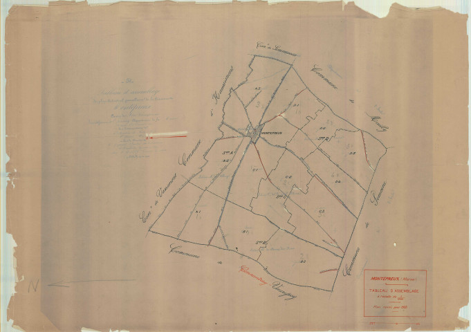 Montépreux (51377). Tableau d'assemblage 2 échelle 1/10000, plan mis à jour pour 01/01/1933, non régulier (papier)