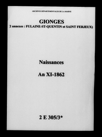Gionges. Naissances an XI-1862