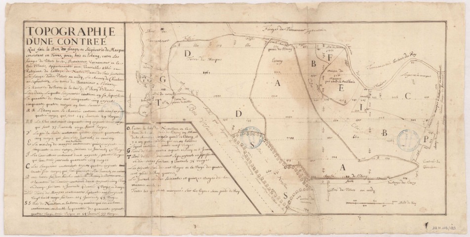 Maupas. Plan de la ferme de Maupas, 1708.