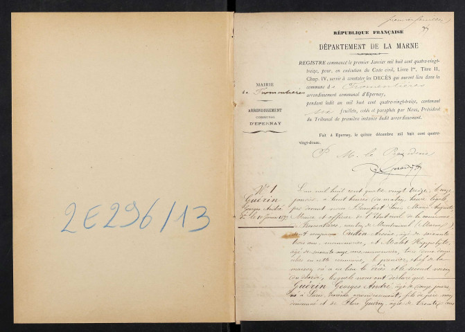 Fromentières. Décès 1893-1912