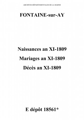 Fontaine-sur-Ay. Naissances, mariages, décès an XI-1809