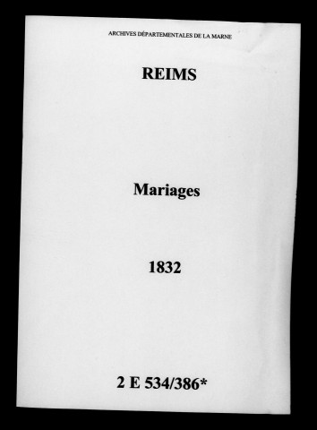 Reims. Mariages 1832