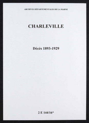 Charleville. Décès 1893-1929