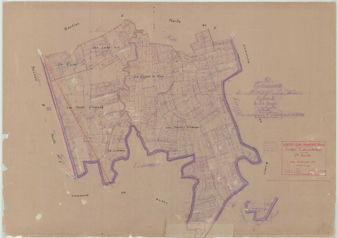 Loisy-sur-Marne (51328). Section E2 échelle 1/2500, plan mis à jour pour 1947, plan non régulier (papier)