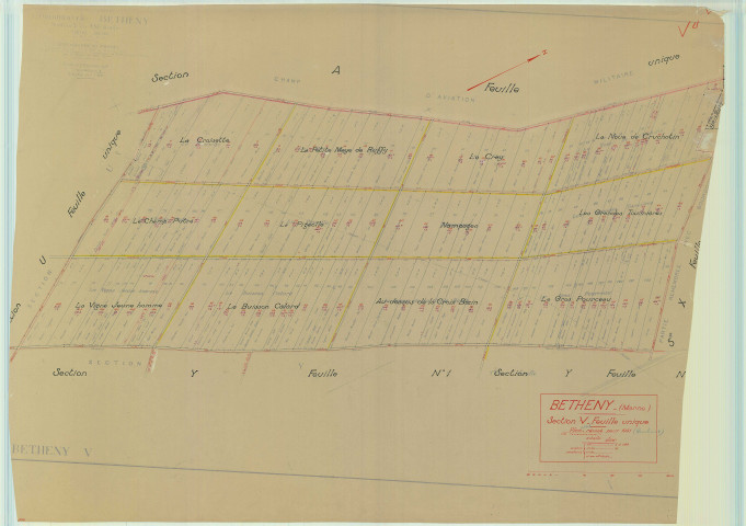 Bétheny (51055). Section V1 échelle 1/2500, plan mis à jour pour 1951, plan non régulier (papier).