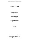 Thillois. Baptêmes, mariages, sépultures 1759