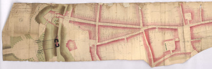 Plan de la traverse de Reims entre la porte Mars et la porte Dieu-Lumière, 1778.
