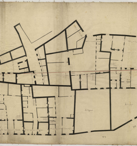 Plan général des maisons qui composent la rue de la Tirelire, à Reims (vers 1770), Pierre Villain