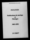 Potangis. Publications de mariage, mariages 1863-1892