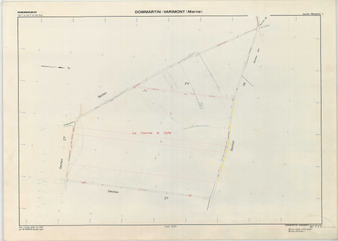 Dommartin-Varimont (51214). Section YA2 échelle 1/2000, plan remembré pour 1970 (section YA 2e partie), plan régulier (papier armé)