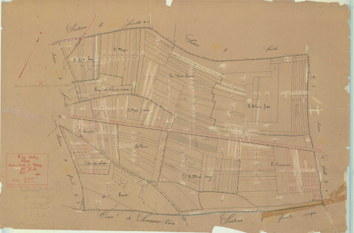 Tilloy-et-Bellay (51572). Section D3 échelle 1/2500, plan mis à jour pour 1933, plan non régulier (papier)