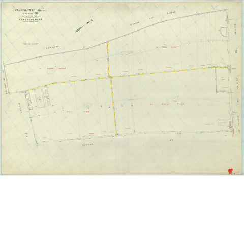 Warmeriville (51660). Section ZB échelle 1/2000, plan remembré pour 1974, plan régulier (papier).