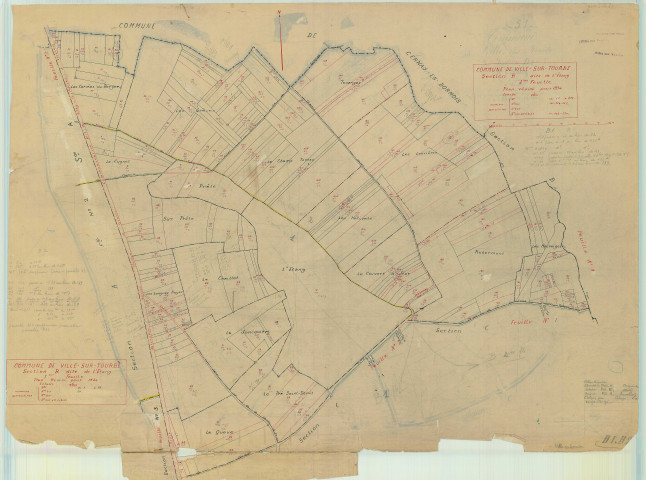 Ville-sur-Tourbe (51640). Section B1 échelle 1/2500, plan mis à jour pour 1934 (contient sections B1 et B2), plan non régulier (papier)