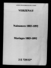 Verzenay. Naissances, mariages 1883-1892