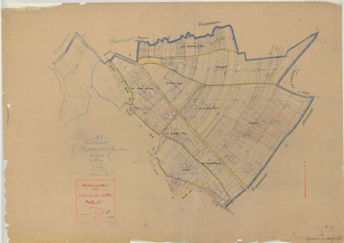 Bignicourt-sur-Marne (51059). Section A1 échelle 1/2500, plan révisé pour 1935, plan non régulier (papier)